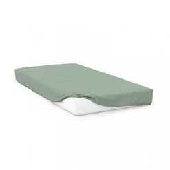 Soleil D'Ocre Drap housse en coton 57 fils 200x200 cm UNI vert d'eau, par