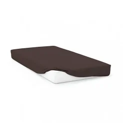 Soleil D'Ocre Drap housse en coton 57 fils 90x190 cm UNI brun, par