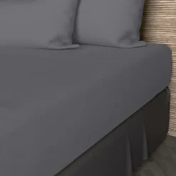 Soleil D'Ocre Drap housse en coton 57 fils 140x200 cm UNI gris, par