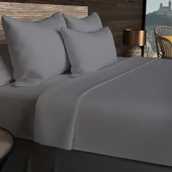 Soleil D'Ocre Drap housse en coton 57 fils 140x200 cm UNI gris, par