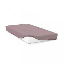 Soleil D'Ocre Drap housse en coton 57 fils 200x200 cm UNI vieux rose, par