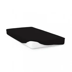 Soleil D'Ocre Drap housse en coton 57 fils 140x190 cm UNI noir, par