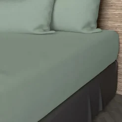 Soleil D'Ocre Drap housse en coton 57 fils 140x190 cm UNI vert d'eau, par