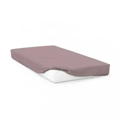Soleil D'Ocre Drap housse en coton 57 fils 90x190 cm UNI vieux rose, par Outlet