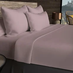 Soleil D'Ocre Drap housse en coton 57 fils 90x190 cm UNI vieux rose, par Outlet