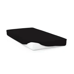 Soleil D'Ocre Drap housse en coton 57 fils 140x200 cm UNI noir, par Hot