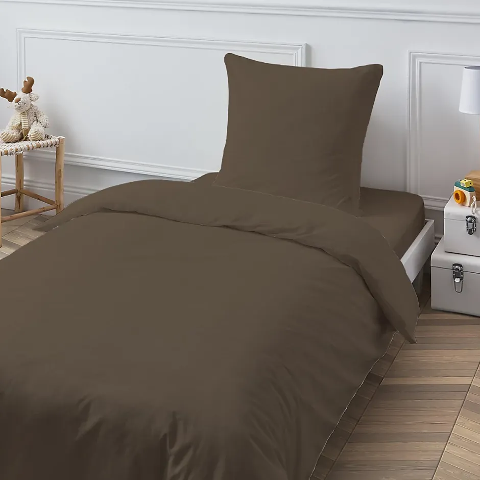 Future Home Drap housse en coton 57 fils uni bonnet 25cm 90x190cm