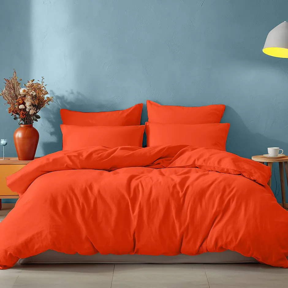 Sensei Maison Drap housse en coton bonnet 30 cm Corail 160x200 cm STUDIO