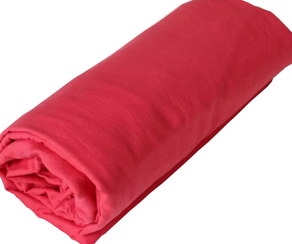Toison d'Or Drap housse en coton Lavé (160x200 cm - Rouge)