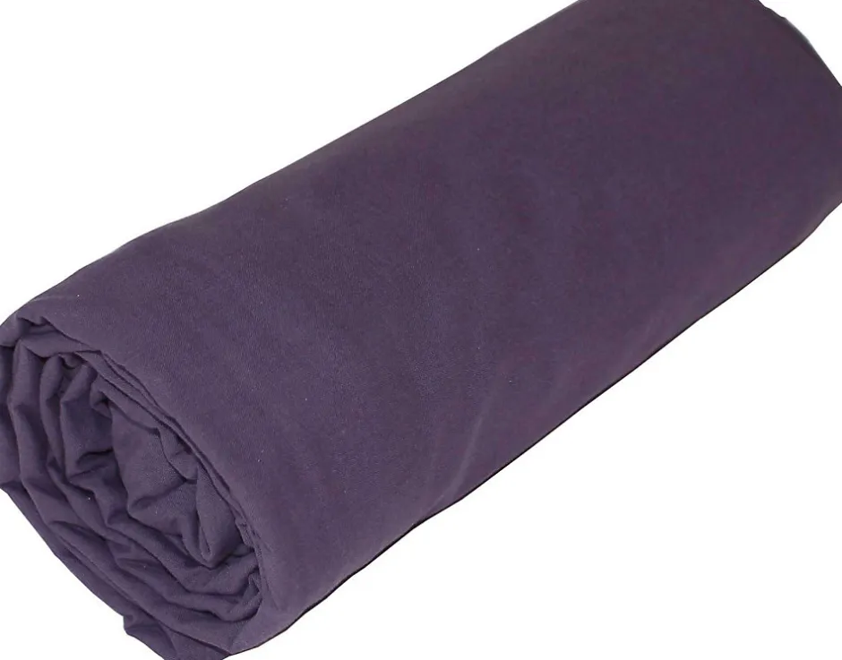 Toison d'Or Drap housse en coton Lavé (80x200 cm - Violet parme)