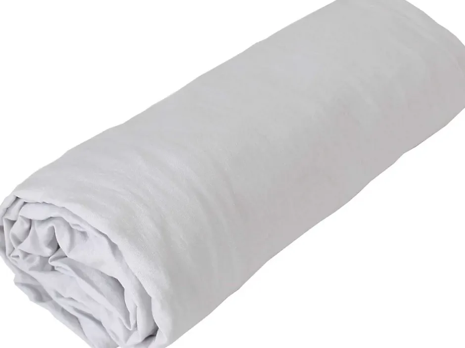 Toison d'Or Drap housse en coton Lavé (160x200 cm - Gris Perle) Discount
