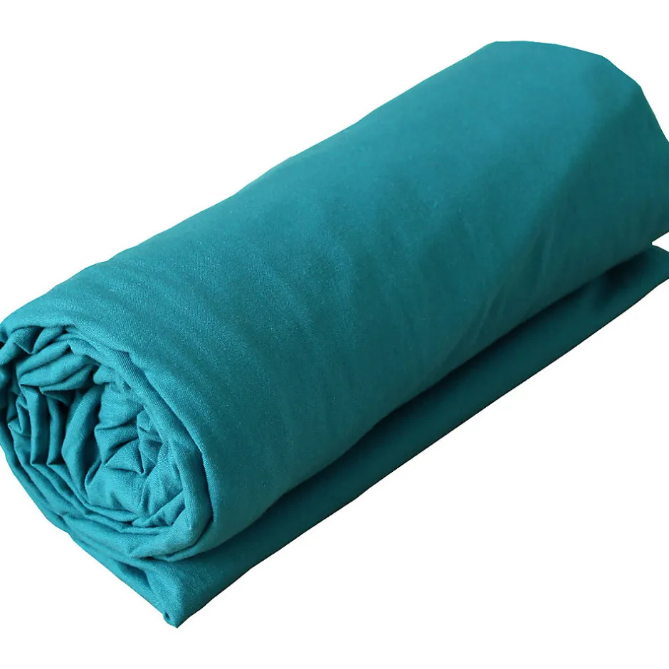 Toison d'Or Drap housse en coton Lavé (160x200 cm - Bleu Paon)