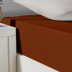 Sensei Maison Drap housse en coton lavé biologique bonnet 30 cm Auburn 180x200 cm ORGANIKA