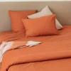 Toison d'Or Drap housse en coton Lavé (160x200 cm - Terracotta)