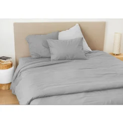 Toison d'Or Drap housse en coton Lavé (140x190 cm - Gris)