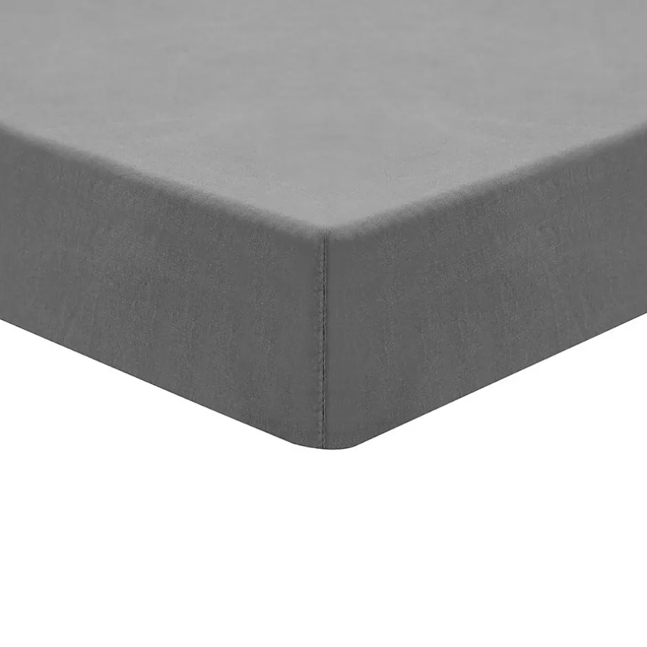 Sensei Maison Drap housse en coton lavé biologique bonnet 30 cm Gris Perle 140x190 cm ORGANIKA Best