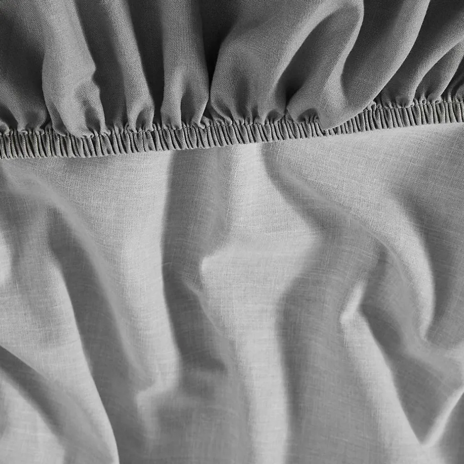 Sensei Maison Drap housse en coton lavé biologique bonnet 30 cm Gris Perle 140x190 cm ORGANIKA Best