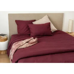 Toison d'Or Drap housse en coton Lavé (180x200 cm - Griotte)