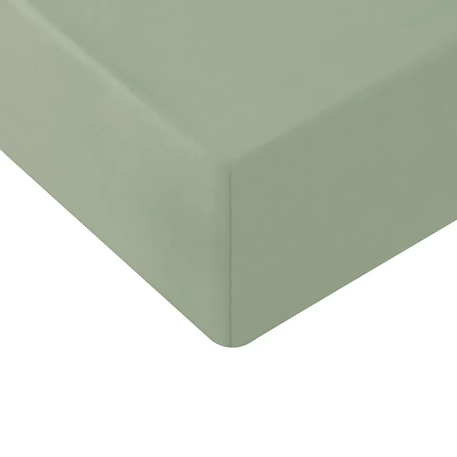 Sensei Maison Drap housse en coton lavé biologique bonnet 30 cm Sauge 160x200 cm ORGANIKA Best