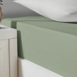 Sensei Maison Drap housse en coton lavé biologique bonnet 30 cm Sauge 160x200 cm ORGANIKA Best