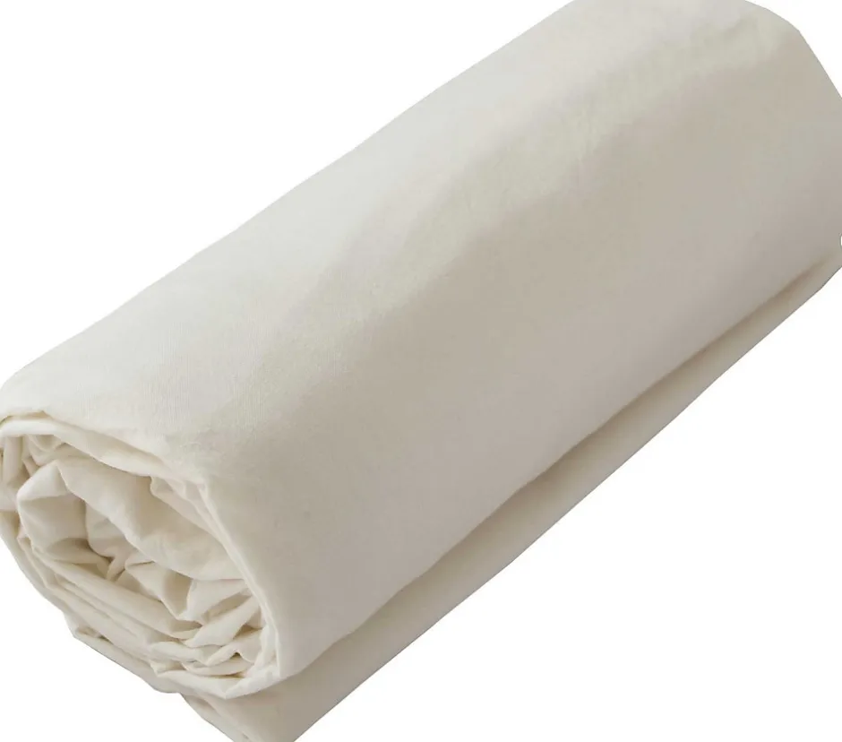 Toison d'Or Drap housse en coton Lavé (160x200 cm - Ivoire)
