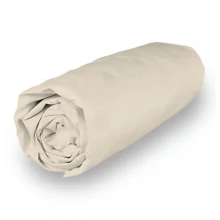Soleil D'Ocre Drap housse en coton 140x190 cm PERCALE ecru, par