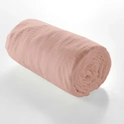 Douceur D'Intérieur Drap Housse en gaze de coton (140x190 cm - Rose)