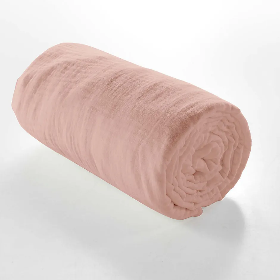 Douceur D'Intérieur Drap Housse en gaze de coton (140x190 cm - Rose)