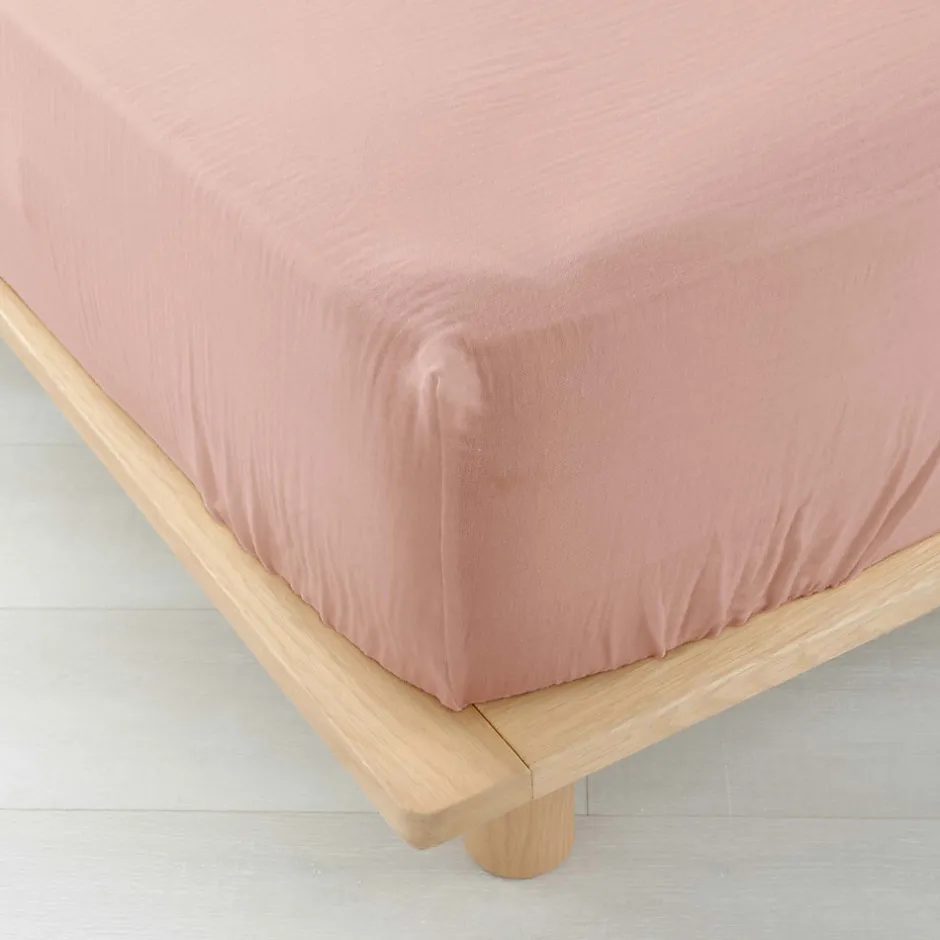 Douceur D'Intérieur Drap Housse en gaze de coton (140x190 cm - Rose)