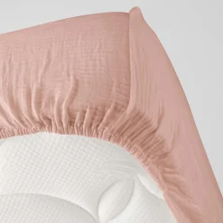 Douceur D'Intérieur Drap Housse en gaze de coton (140x190 cm - Rose)