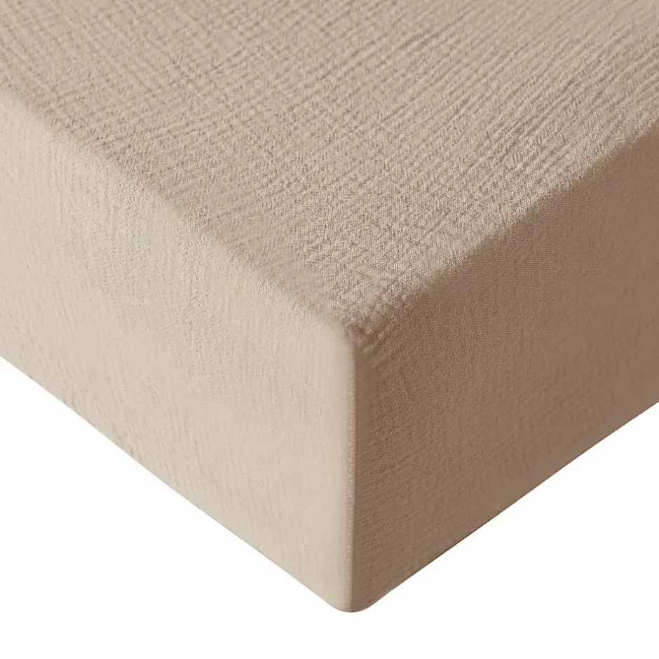 Sensei Maison Drap housse en gaze de coton bonnet 30 cm Sable 160x200 cm LOFT