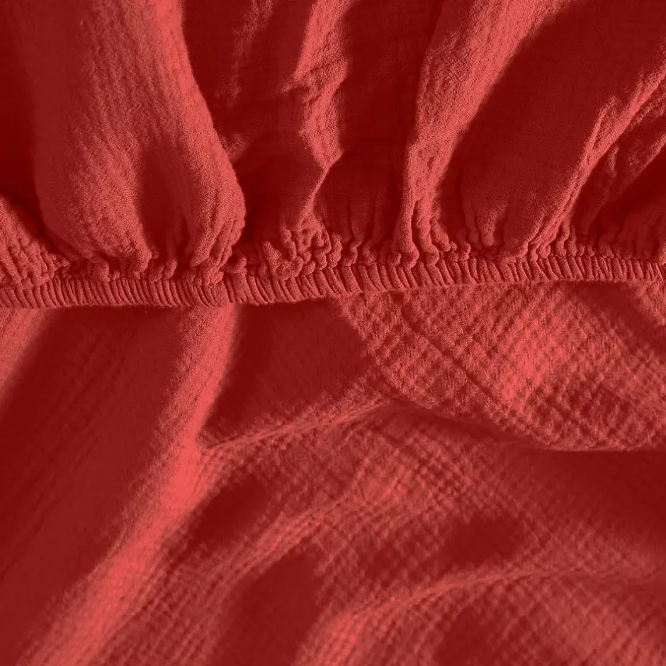 Sensei Maison Drap housse en gaze de coton bonnet 30 cm Terracota 140x200 cm LOFT Clearance