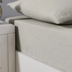 Sensei Maison Drap housse en gaze de coton bonnet 30 cm Gris Perle 180x200 cm LOFT