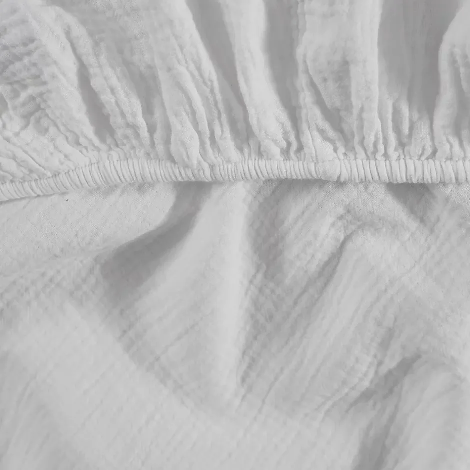 Sensei Maison Drap housse en gaze de coton bonnet 30 cm Blanc 140x200 cm LOFT Outlet