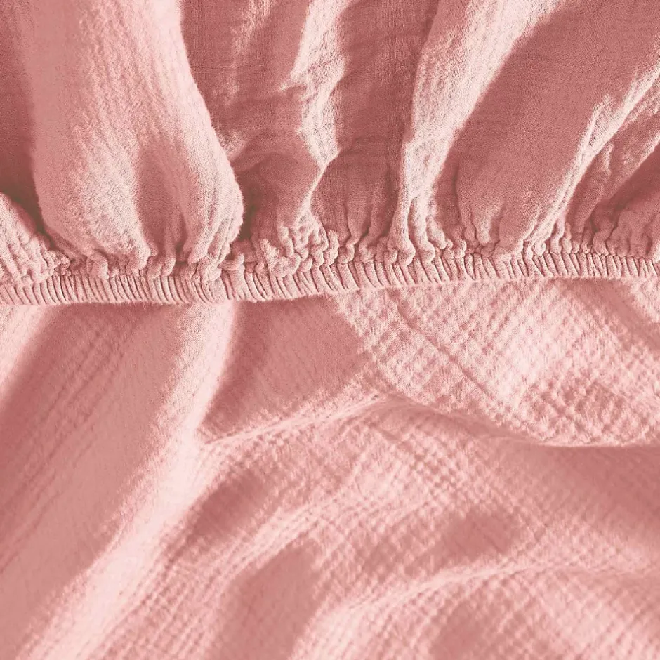 Sensei Maison Drap housse en gaze de coton bonnet 30 cm Poudre 160x200 cm LOFT Online