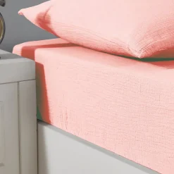 Sensei Maison Drap housse en gaze de coton bonnet 30 cm Poudre 160x200 cm LOFT Online