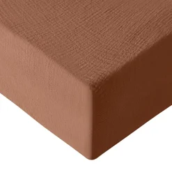 Sensei Maison Drap housse en gaze de coton bonnet 30 cm Brique 160x200 cm LOFT Clearance