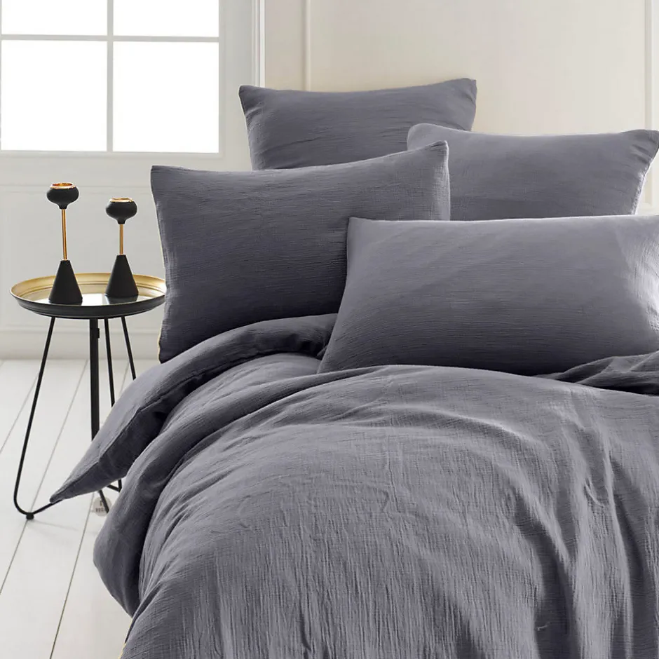 Sensei Maison Drap housse en gaze de coton bonnet 30 cm Ardoise 160x200 cm LOFT