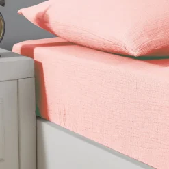 Sensei Maison Drap housse en gaze de coton bonnet 30 cm Poudre 90x200 cm LOFT