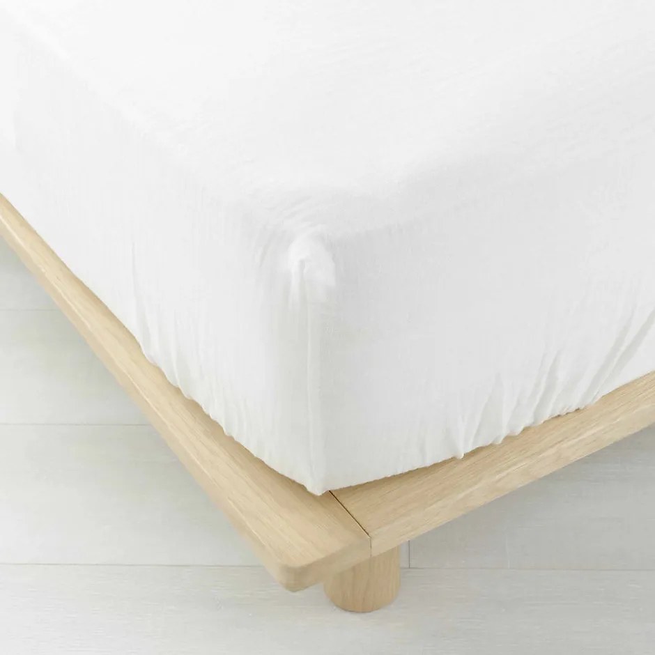 Douceur D'Intérieur Drap Housse en gaze de coton (140x190 cm - Blanc)