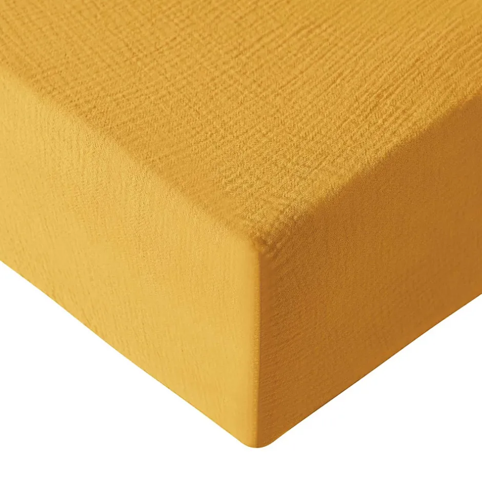 Sensei Maison Drap housse en gaze de coton bonnet 30 cm Caramel 80x200 cm LOFT Online