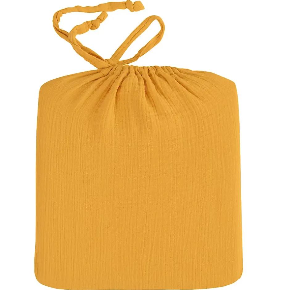 Sensei Maison Drap housse en gaze de coton bonnet 30 cm Caramel 80x200 cm LOFT Online