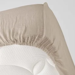 Eden Drap housse en gaze de coton 160 x 200 cm Tendance uni sable Online