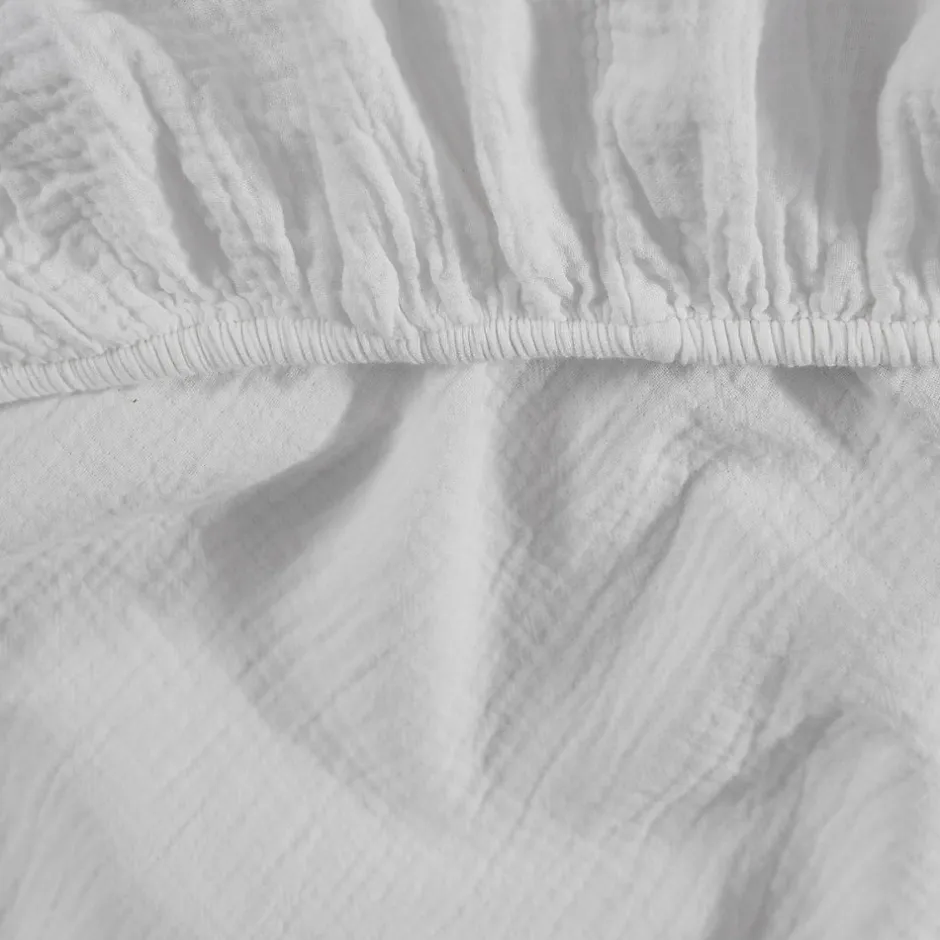 Sensei Maison Drap housse en gaze de coton bonnet 30 cm Blanc 80x200 cm LOFT
