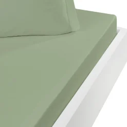 Sensei Maison Drap housse en percale de coton bonnet 30 cm Sauge 140x200 cm SOFT PERCALE