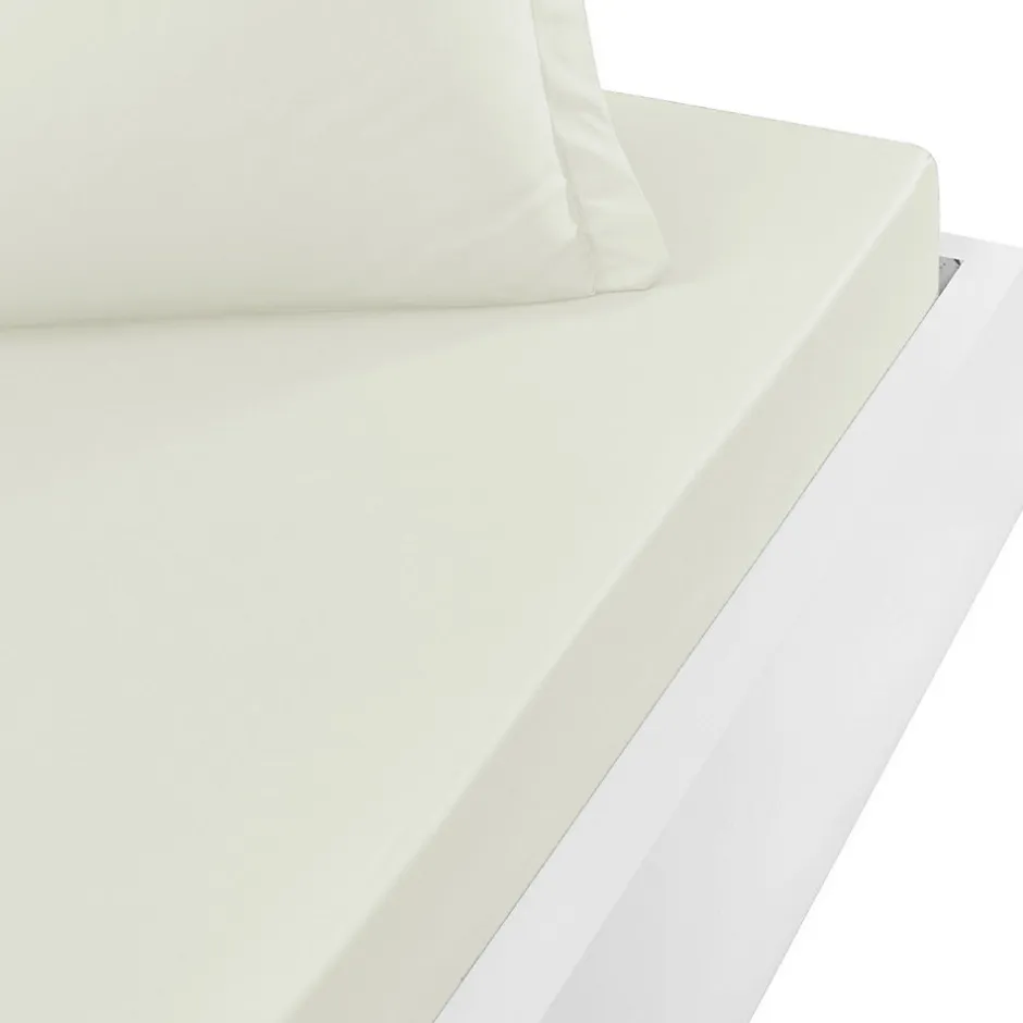 Sensei Maison Drap housse en percale de coton bonnet 30 cm Ecru 200x200 cm SOFT PERCALE