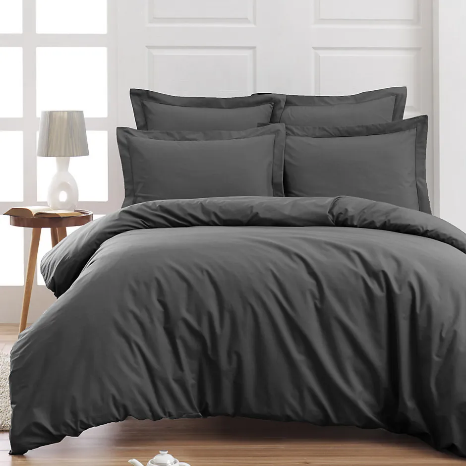 Sensei Maison Drap housse en percale de coton bonnet 30 cm Anthracite 160x200 cm SOFT PERCALE
