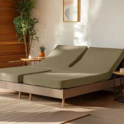Sensei Maison Drap housse en percale de coton pour lit articulé Taupe 160x200 cm SOFT PERCALE Hot