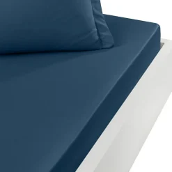 Sensei Maison Drap housse en percale de coton bonnet 30 cm Indigo 80x200 cm SOFT PERCALE