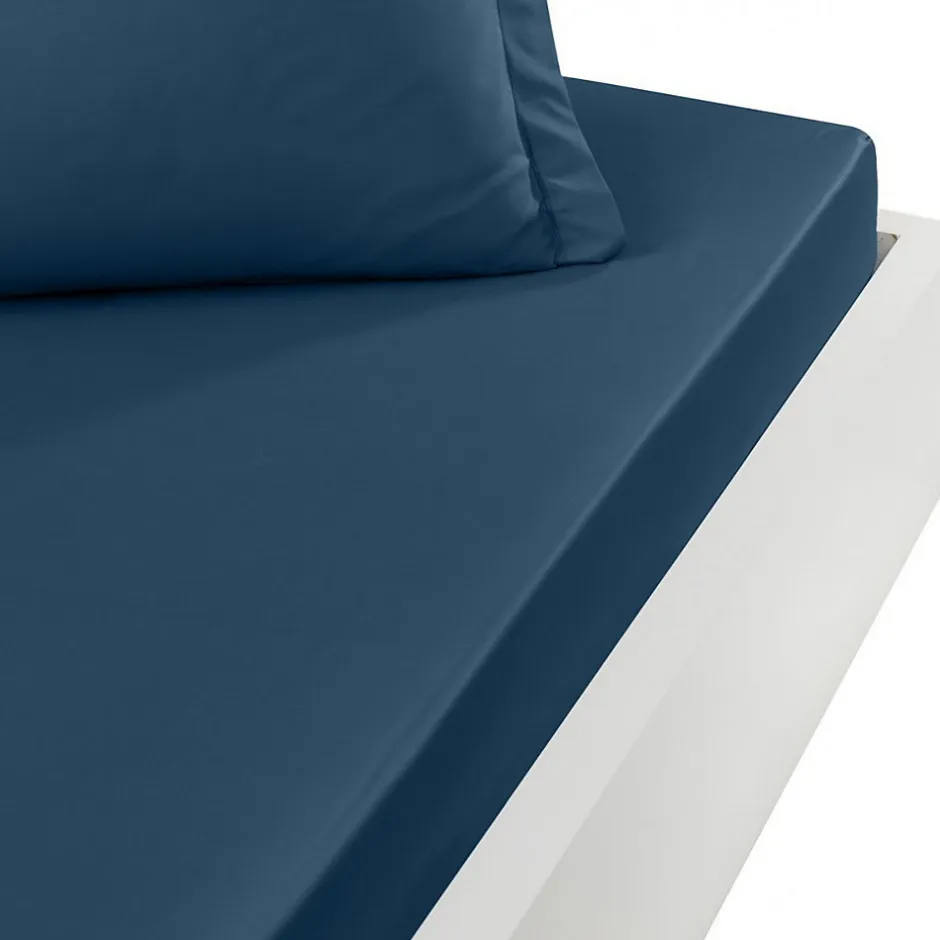 Sensei Maison Drap housse en percale de coton bonnet 30 cm Indigo 140x190 cm SOFT PERCALE Hot